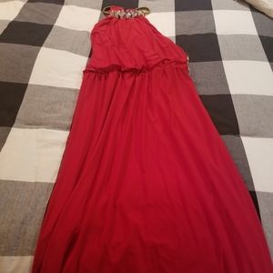 Formal gown Greecian jeweled neckline blouses waist net xl